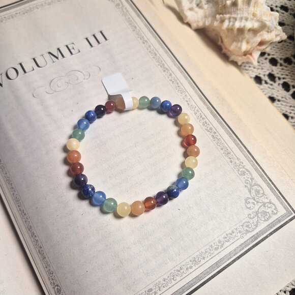 Chakra / Rainbow Bracelet with Assorted Gemstones - Picture 4 of 5